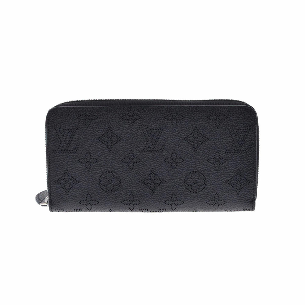 LOUIS VUITTON Mahina Zippy Wallet Black Leather Long
